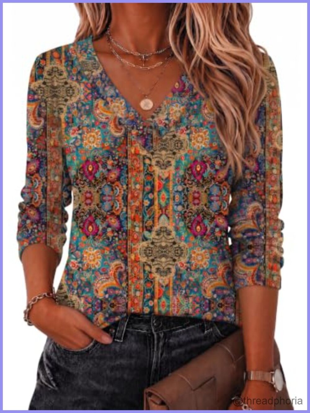 Women's Long Sleeve V Neck Tunic Blouse Dressy Casual Work Top